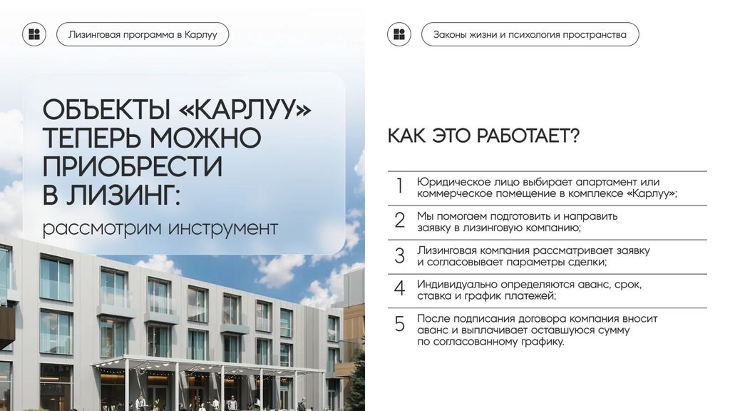 Объекты «Карлуу» теперь можно приобрести в лизинг